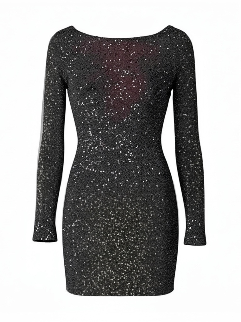 Olivaceous Bodycon Dress Women Small Black Like New Sequin Long Sleeve Boat Neck